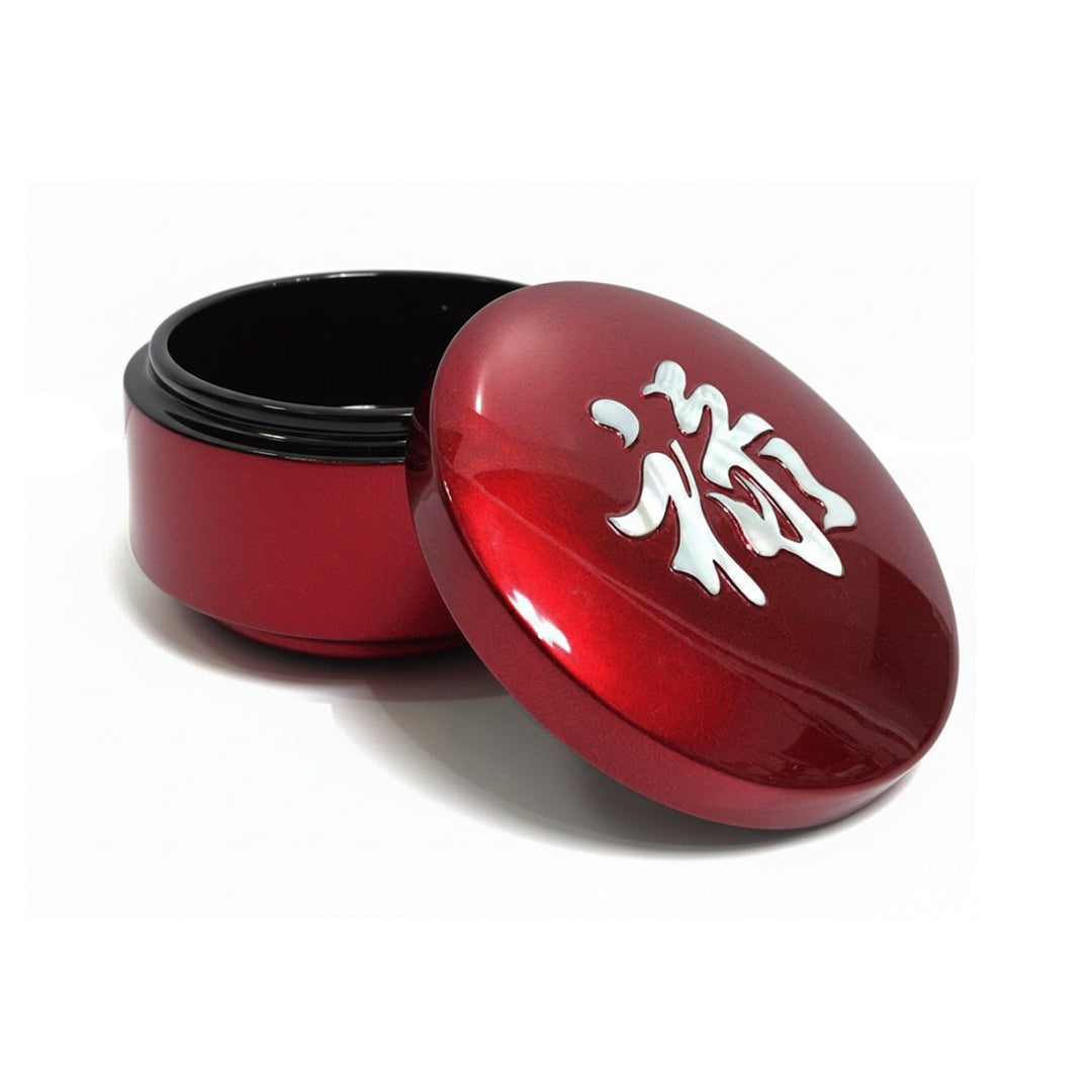 Round Trinket Box with Mother of Pearl Inlaid, Zodiac (Fu, Lu, Shou)
